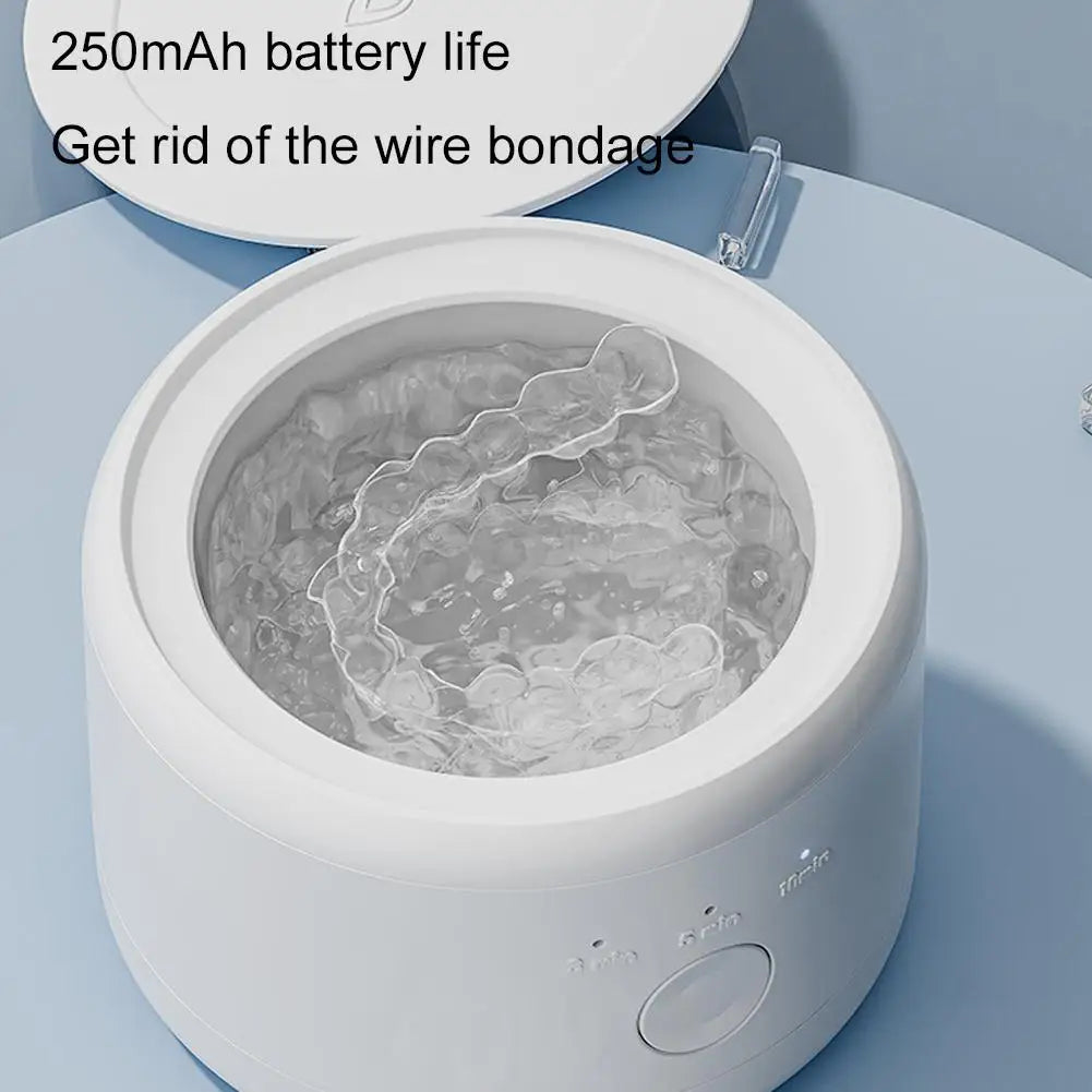Ultrasonic Retainer Cleaner,375 ML Ultrasonic Cleaner,48kHz Retainer Cleaner Machine with 3 Modes Digital Timer for Denture Cleaner, Aligner,Braces,Toothbrush Heads,Jewelry White