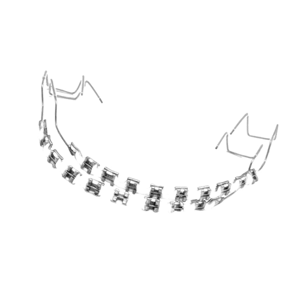 1 Pack Fake Braces, Temporary Tooth Decoration with Metal Wires, Metal Brackets and Orthodontic Ligature Ties, Suitable for Orthodontists to Explain, for Dental Students to Practice (Pink)