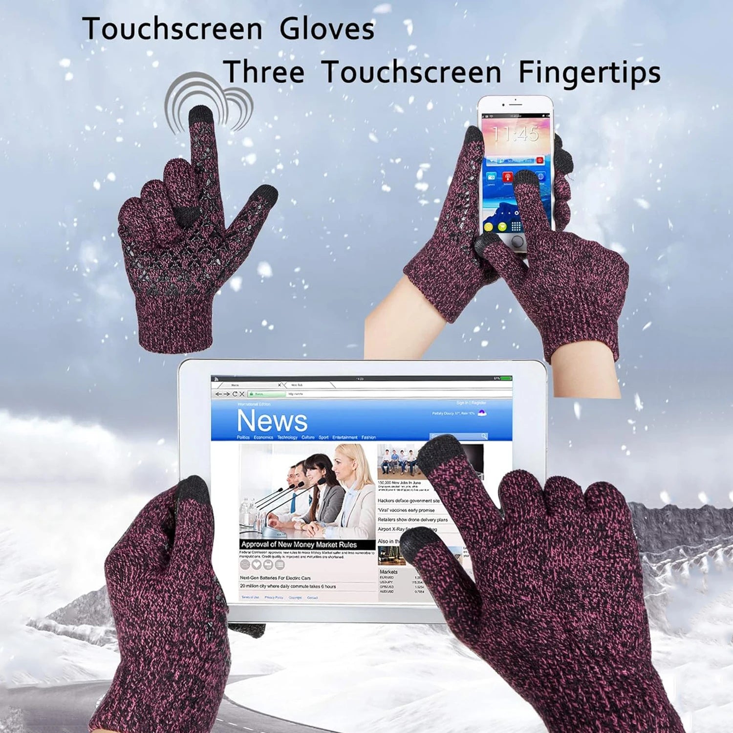 Winter Gloves for Men Women Waterproof Running Cycling for Cold Weather, Thermal Warm Windproof Material and Touch Screen Finger for Skiing Snow Driving Snowboarding