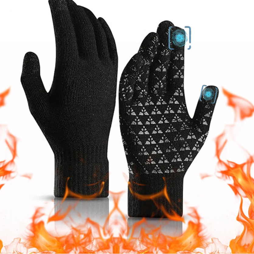 Black Winter Gloves for Men Women Waterproof Running Cycling for Cold Weather, Thermal Warm Windproof Material and Touch Screen Finger for Skiing Snow Driving Snowboarding