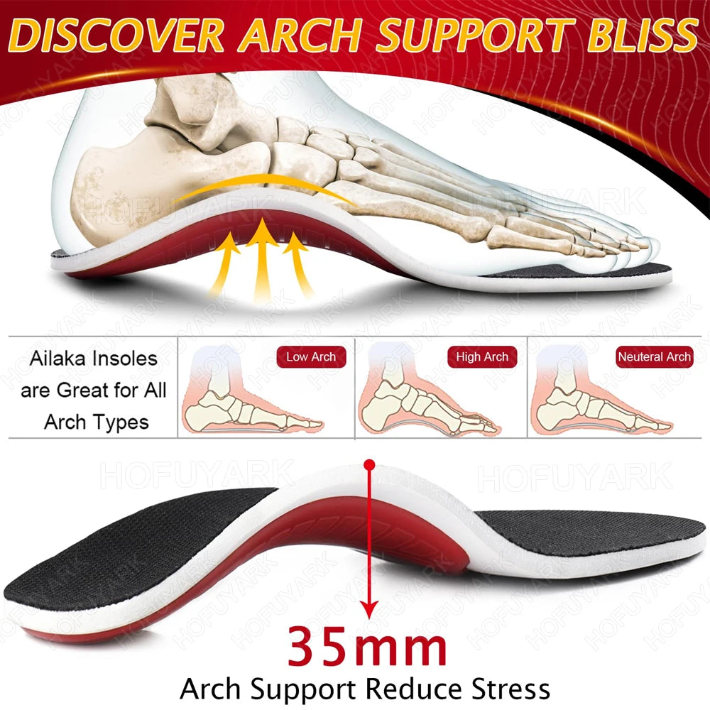 Plantar Fasciitis Insoles, 220+ lbs High Arch Support Inserts for Men Women, Heavy Duty Flat Feet Pain Relief Orthotic Running Athletic Work Boot Insoles for Standing All Day-Black S