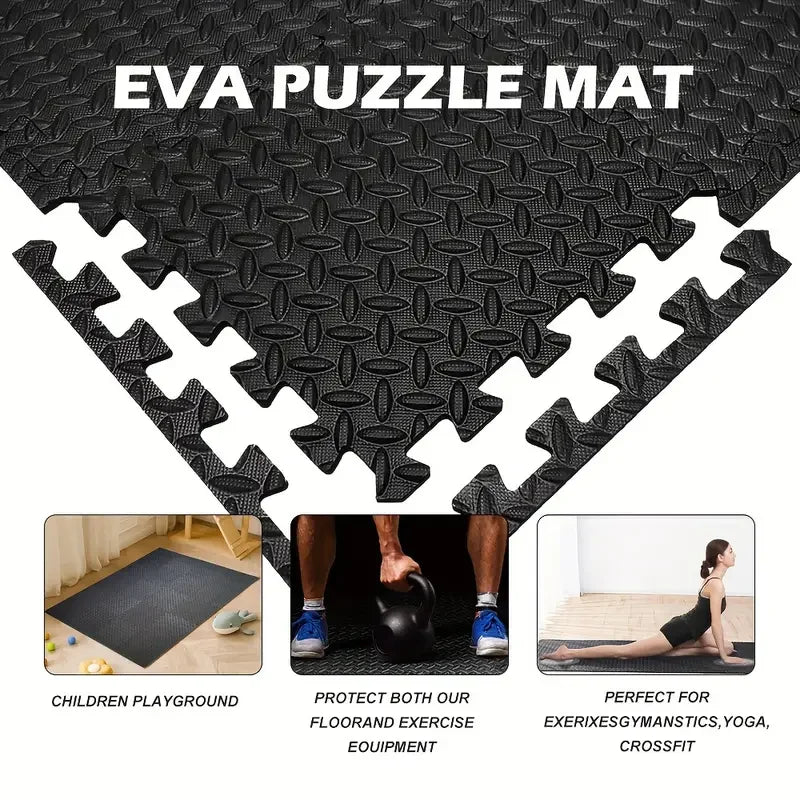 Puzzle Exercise Mat ½ in, EVA Interlocking Foam Floor Tiles for Home Gym, Mat for Home Workout Equipment, Floor Padding for Kids