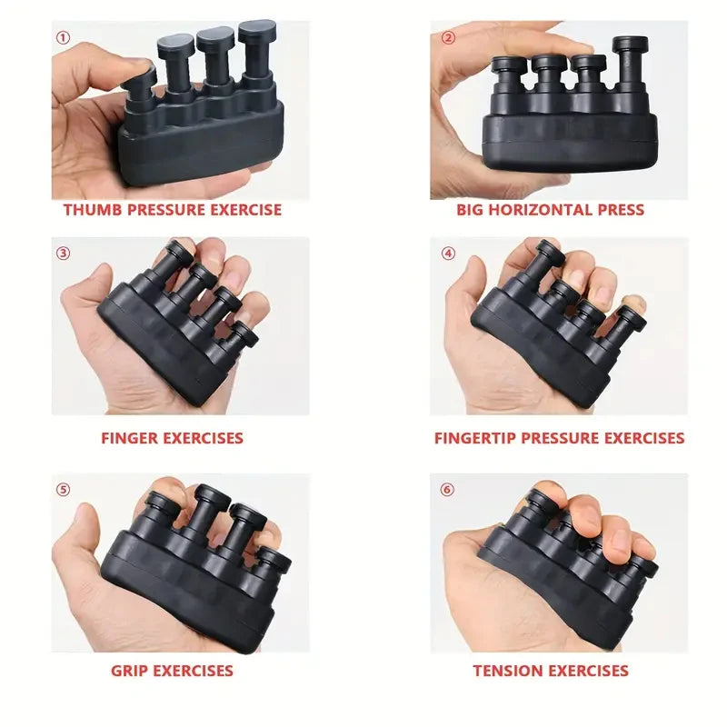 Hand Exerciser–Improve Dexterity and Strength in Fingers, Hands, Forearms- Adjust Tension Per Finger– Simulated Strings Help Develop Calluses- Comfortable Conditioning