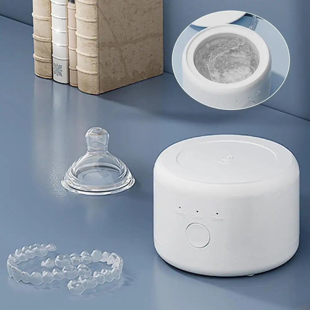 Ultrasonic Retainer Cleaner,375 ML Ultrasonic Cleaner,48kHz Retainer Cleaner Machine with 3 Modes Digital Timer for Denture Cleaner, Aligner,Braces,Toothbrush Heads,Jewelry White