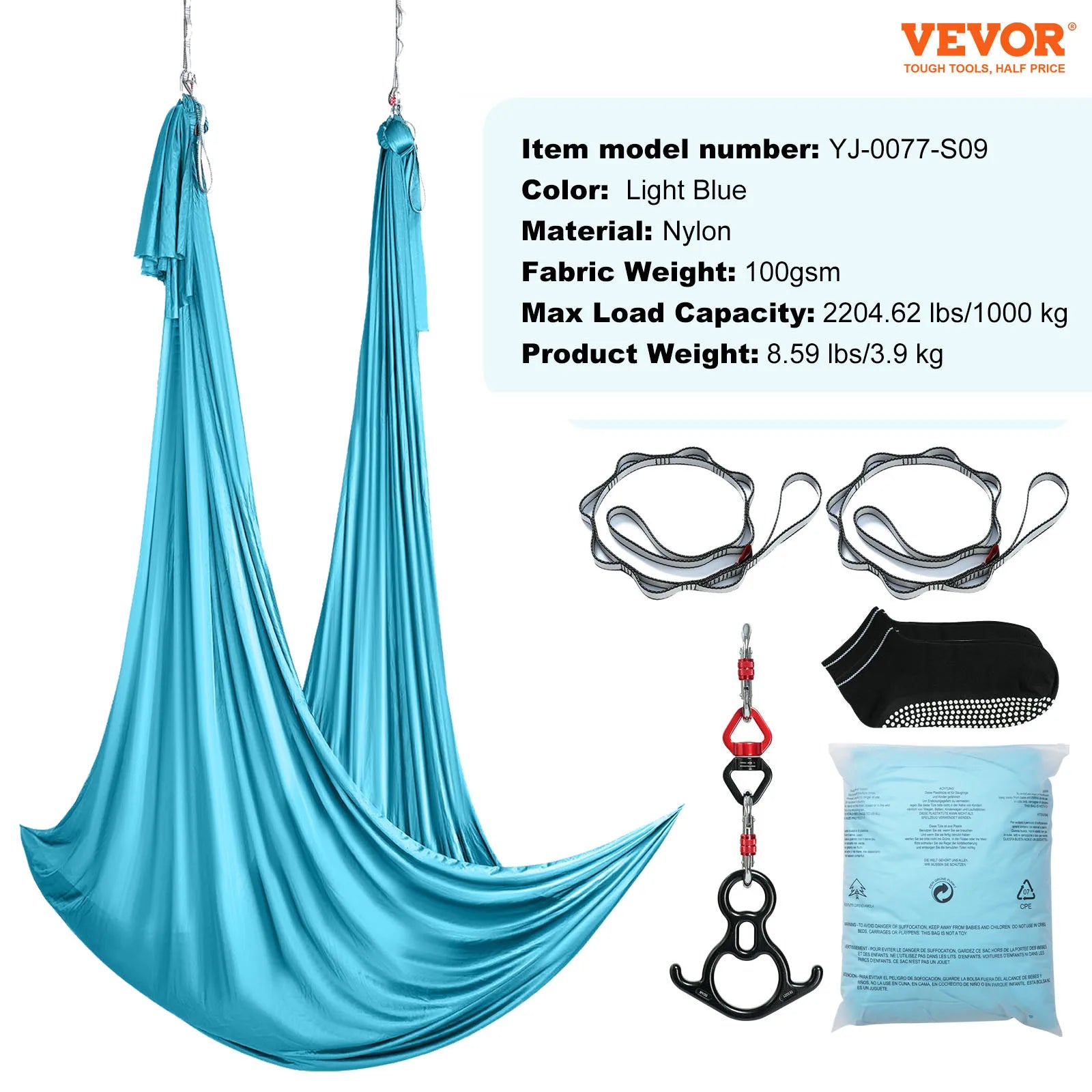 Aerial Yoga Hammock & Swing, Yoga Starter Kit with 100gsm Nylon Fabric, Full Rigging Hardware and Easy Set-up Guide, Antigravity Flying for All Levels Fitness Bodybuilding