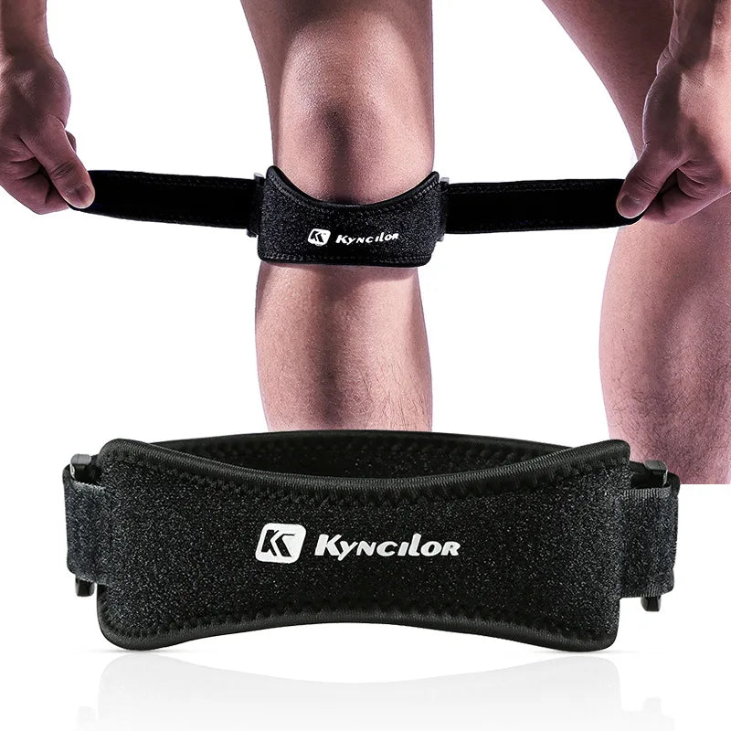 Silicone Patellar Tendon Support Strap, Adjustable Non-Slip Patella Band Stabilizer Knee Brace for Jumpers Knee, Tendonitis, Basketball, Volleyball, Squats, Black