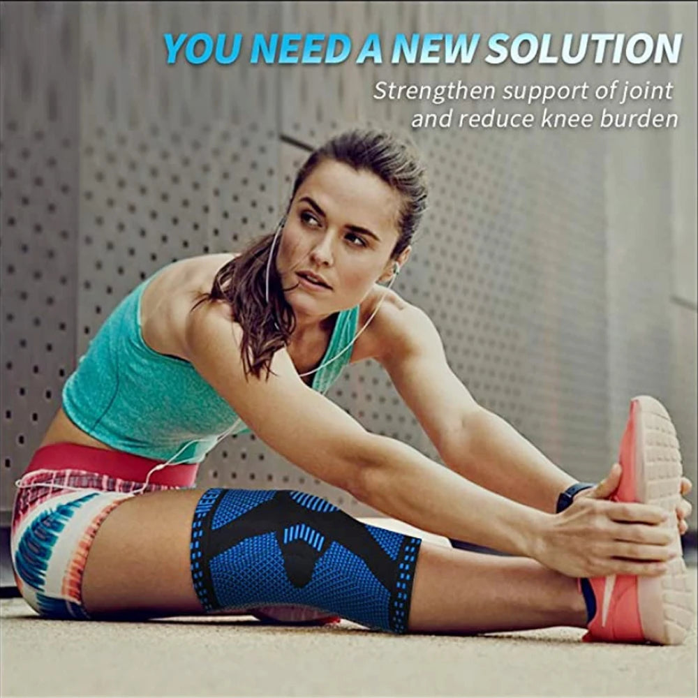 Adjustable Knee Sleeve with side stabilizers - Knee Compression Sleeve for Men & Women, Knee Brace for Meniscus Tear, Arthritis Pain, Running, Sports & Injury Recovery Knee Support