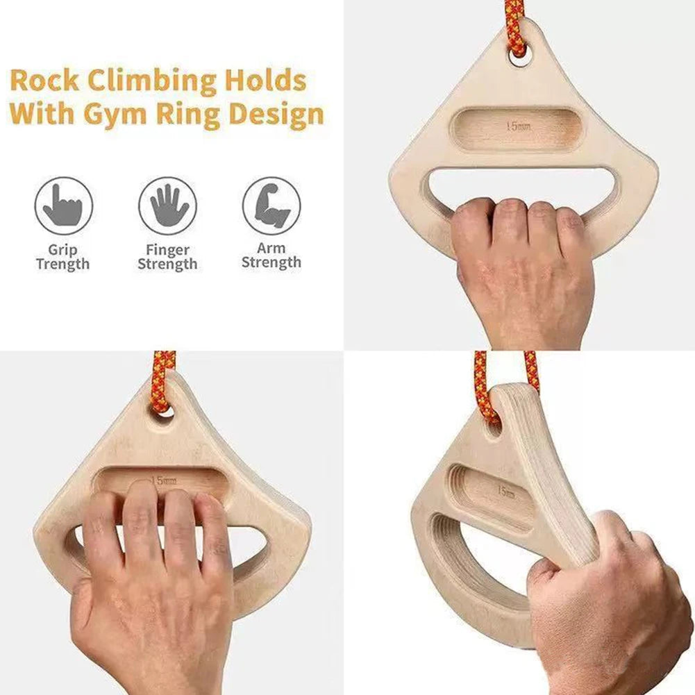 Portable Hangboard Rock Climbing, 2 pack Triangular Wooden Climbing Fingerboard with 3 Multi-Depth Pockets, Finger Strength, Arm Workout & Pull-up Training