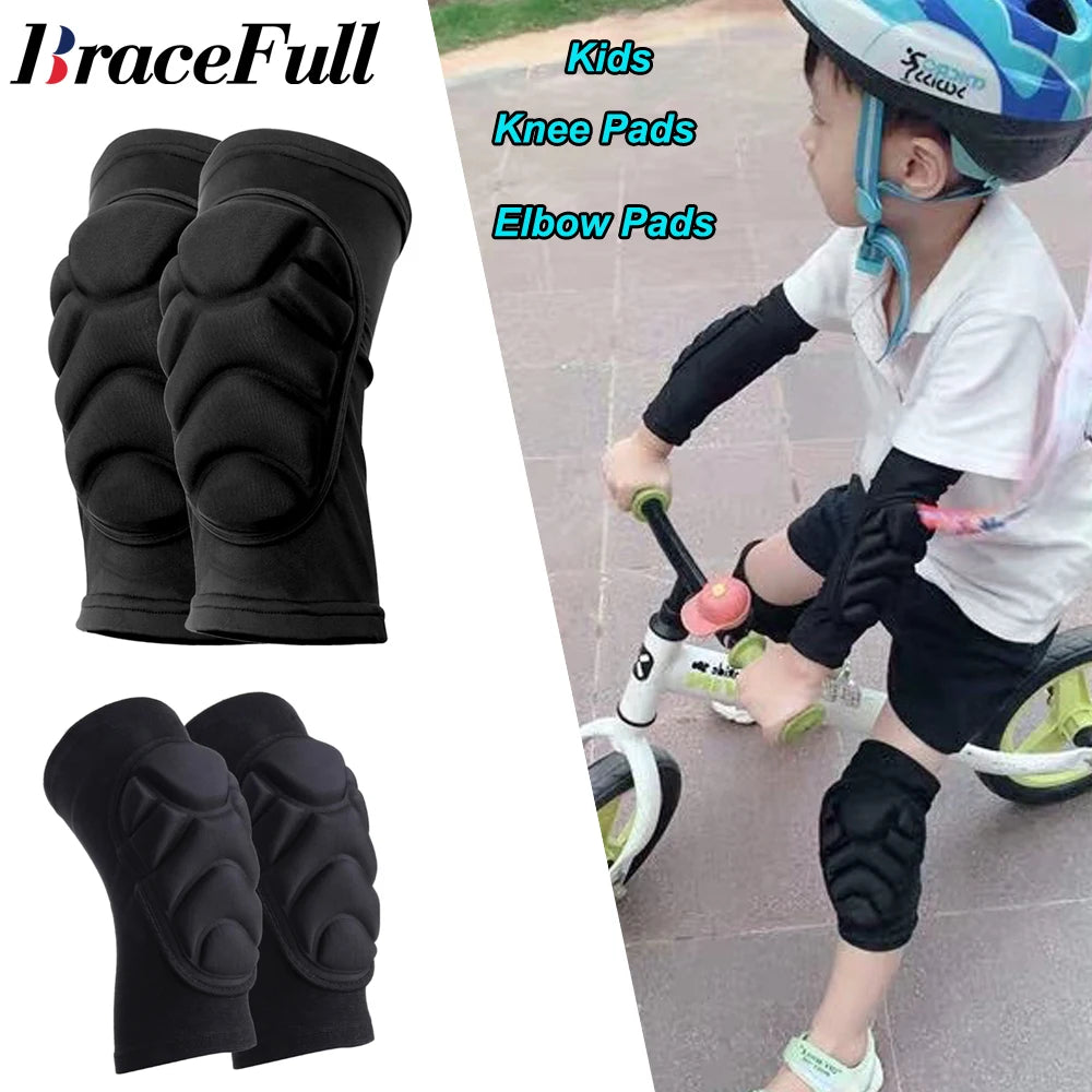 Kids Soft Knee Pads and Thickened SBR Elbow Pads Adjustable Knee and Elbow Pads Protective Suit Gear for Cycling Volleyball Skateboarding Soccer Hockey