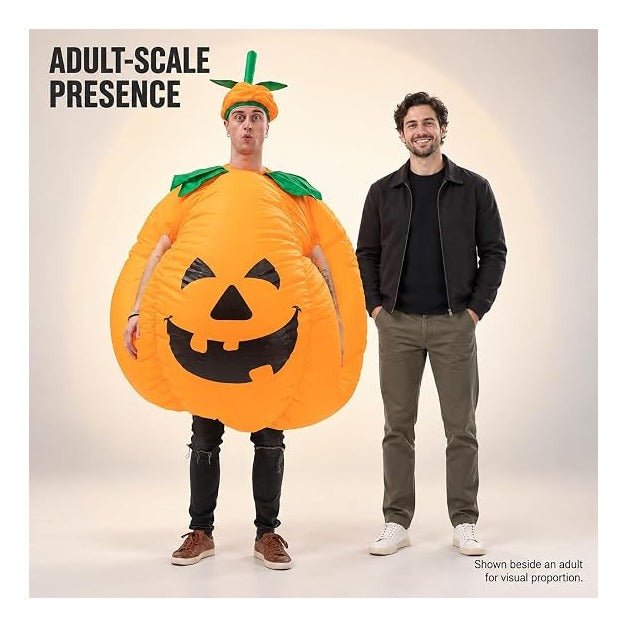 Pumpkin Costume Adult Inflatable Blow Up Jumpsuit, Orange