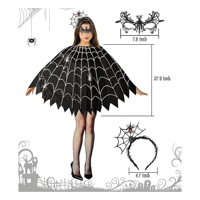 3 Pcs Spider Web Costume for Women,Easy Halloween Costume for Adults