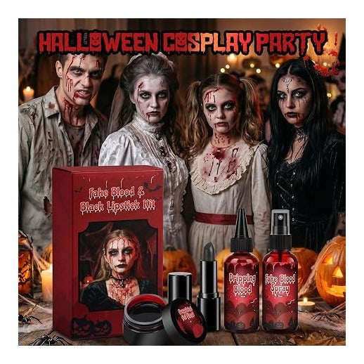 4PCS Halloween Fake Blood Kit Cosplay Vampire Makeup Accessories